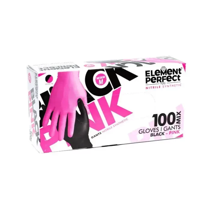 Element Perfect Caja de 100 Guantes de Nitrilo Mix Color Black Pink