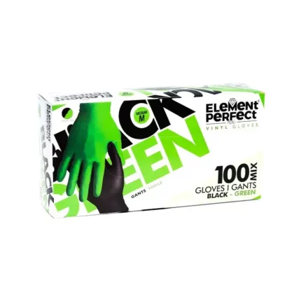 Element Perfect Caja de 100 Guantes de Vinilo Mix Color Black Green